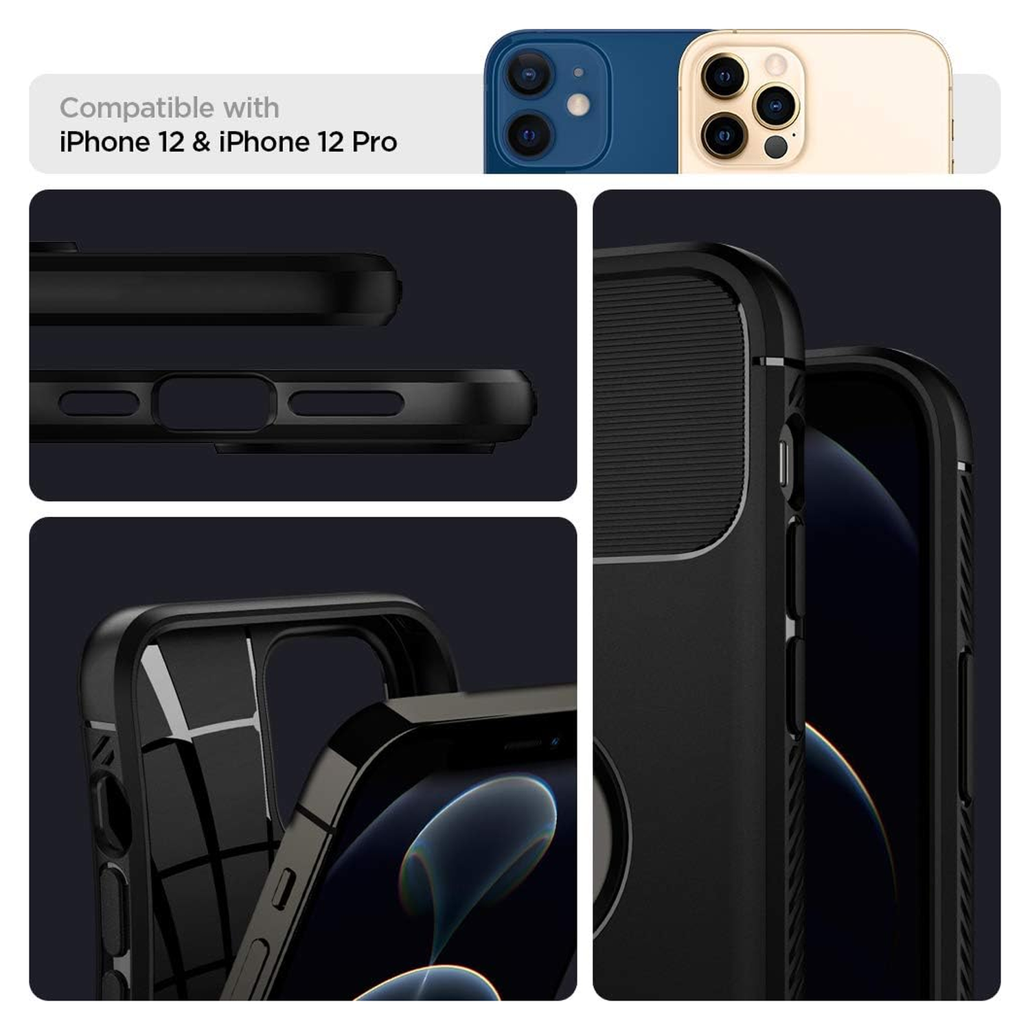 Spigen Rugged Armor Apple iPhone 12 / 12 Pro Hoesje Zwart afbeelding 6