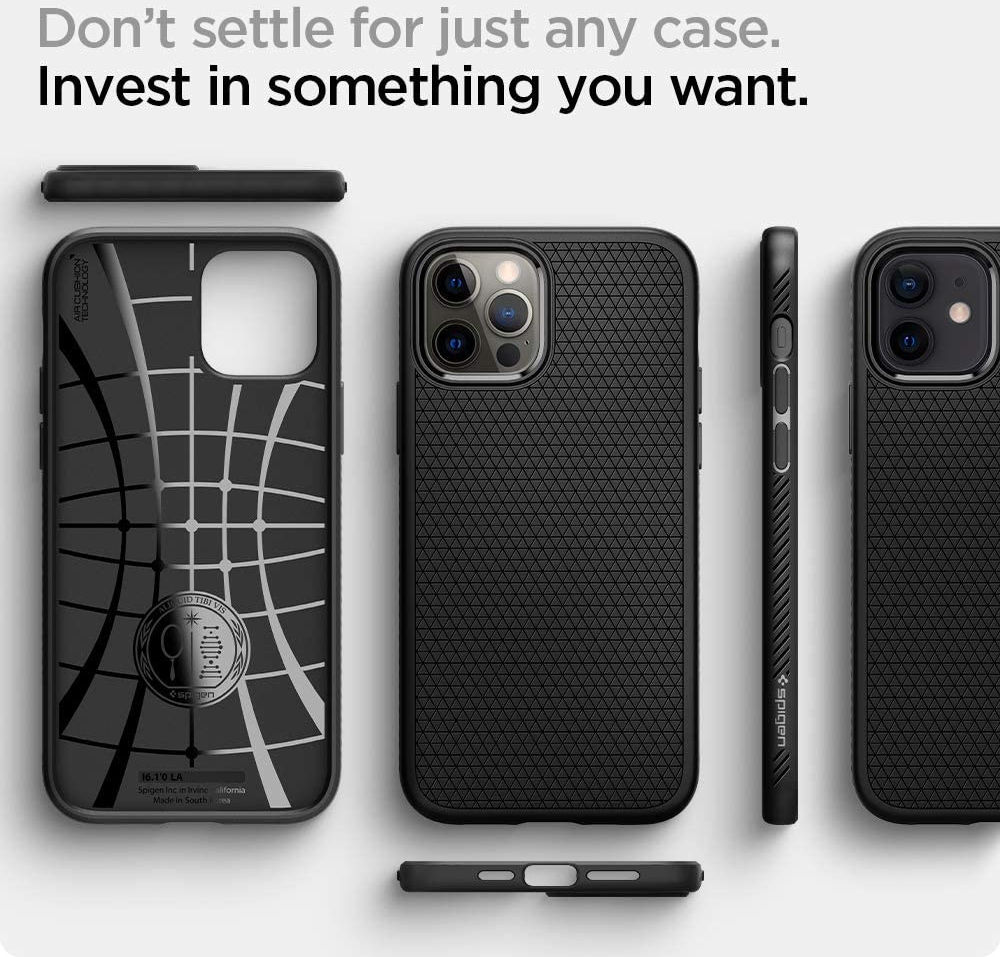 Spigen Liquid Air Apple iPhone 12 / 12 Pro Flexibel Hoesje Mat Zwart afbeelding 7