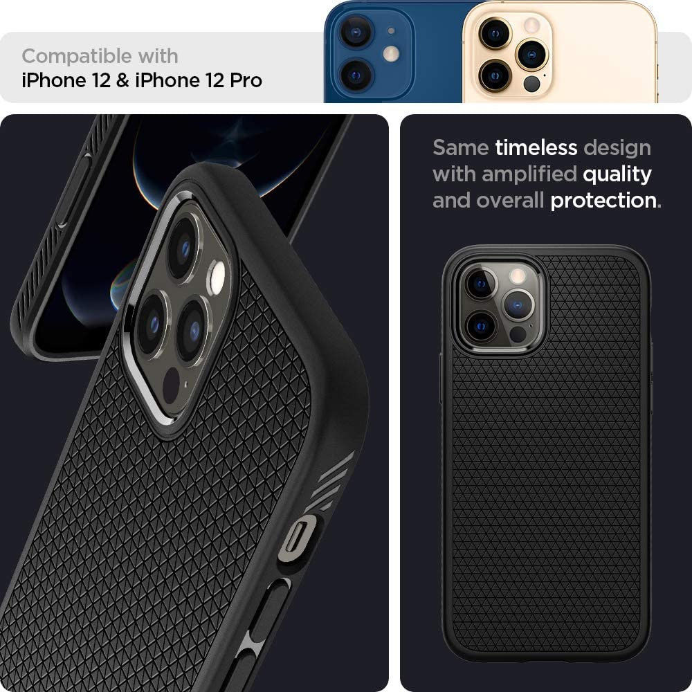 Spigen Liquid Air Apple iPhone 12 / 12 Pro Flexibel Hoesje Mat Zwart afbeelding 5