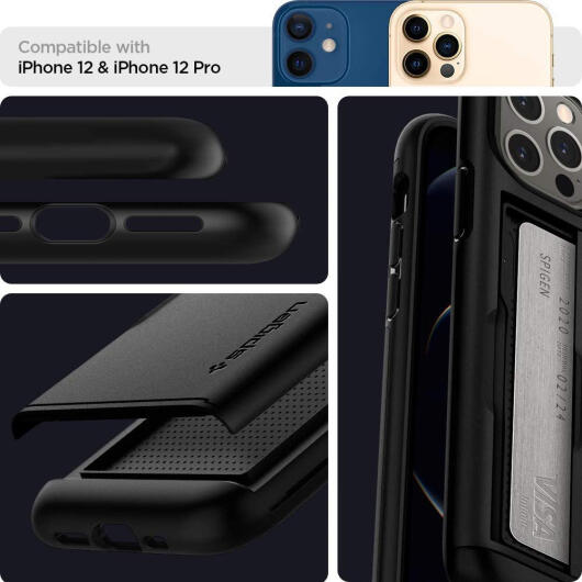 Spigen Slim Armor CS Apple iPhone 12 / 12 Pro Hoesje Zwart afbeelding 7