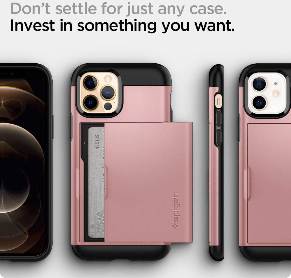 Spigen Slim Armor CS Apple iPhone 12 / 12 Pro Hoesje Roze Goud afbeelding 2