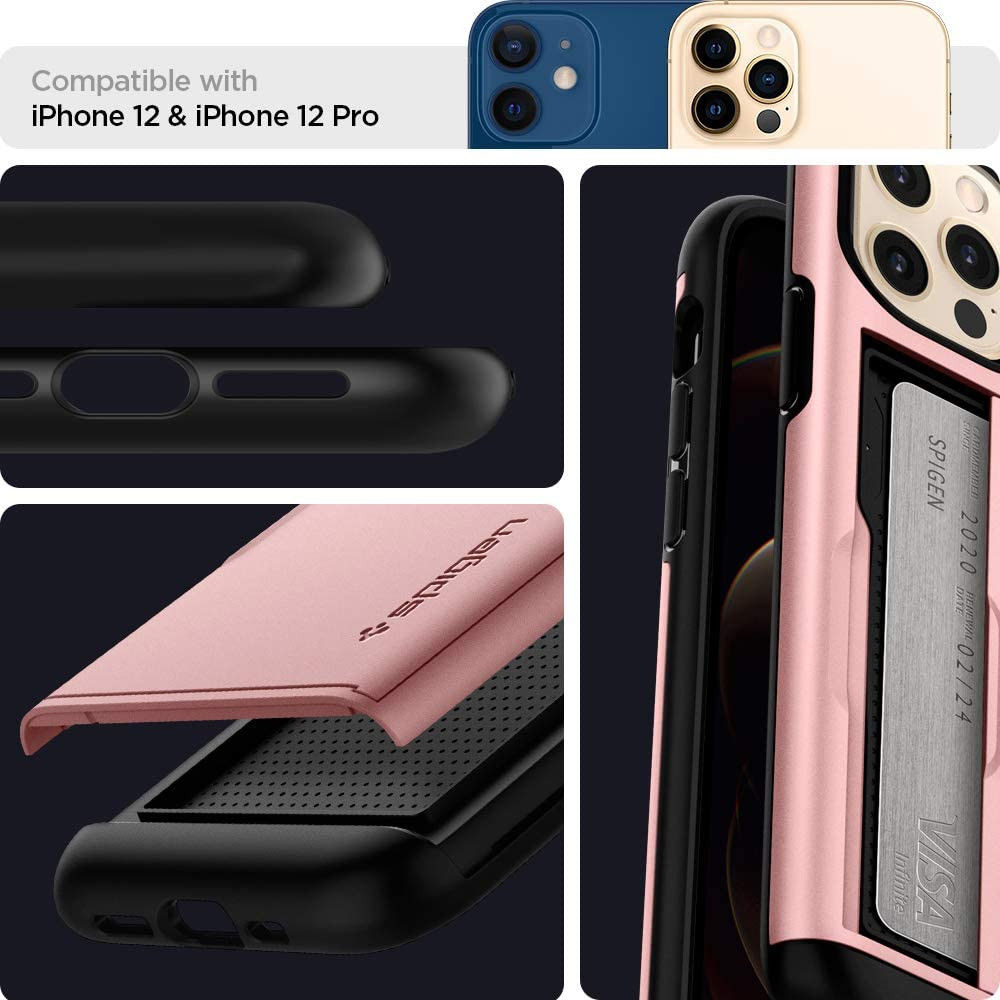Spigen Slim Armor CS Apple iPhone 12 / 12 Pro Hoesje Roze Goud afbeelding 6