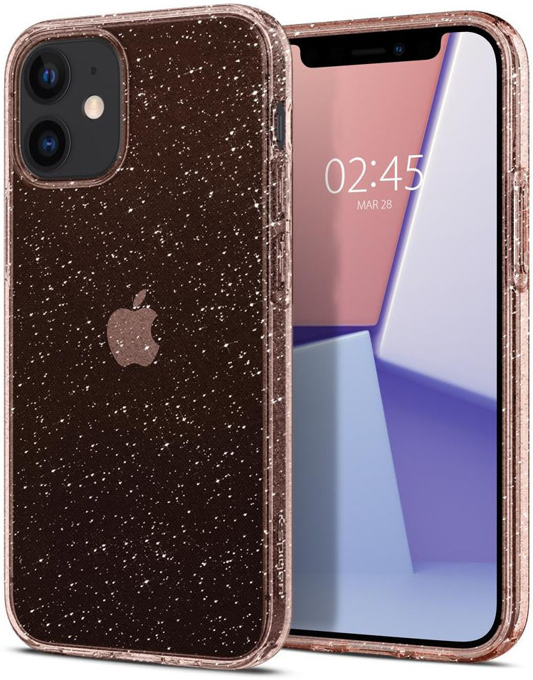 Spigen Liquid Crystal Apple iPhone 12 Mini Hoesje Glitter Roze Quartz afbeelding 1