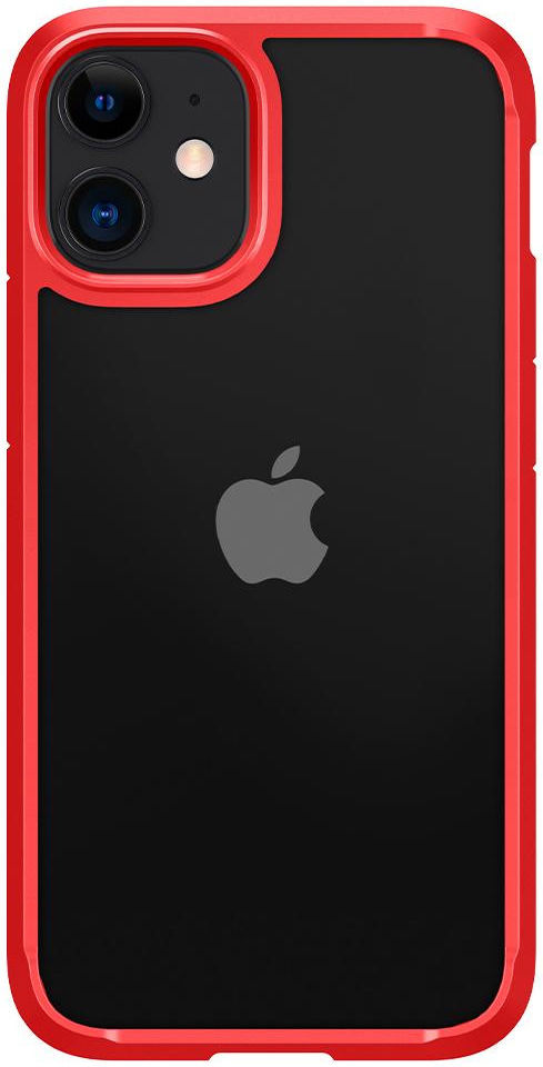 Spigen Ultra Hybrid Apple iPhone 12 Mini Hoesje Transparant/Rood afbeelding 3