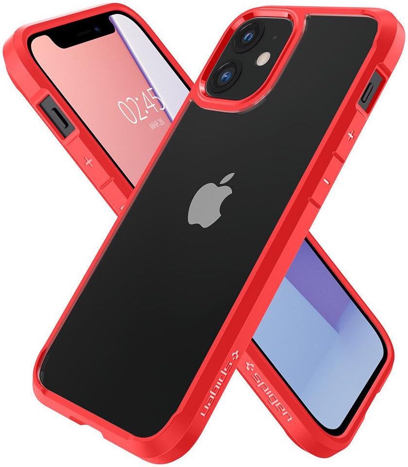 Spigen Ultra Hybrid Apple iPhone 12 Mini Hoesje Transparant/Rood afbeelding 4