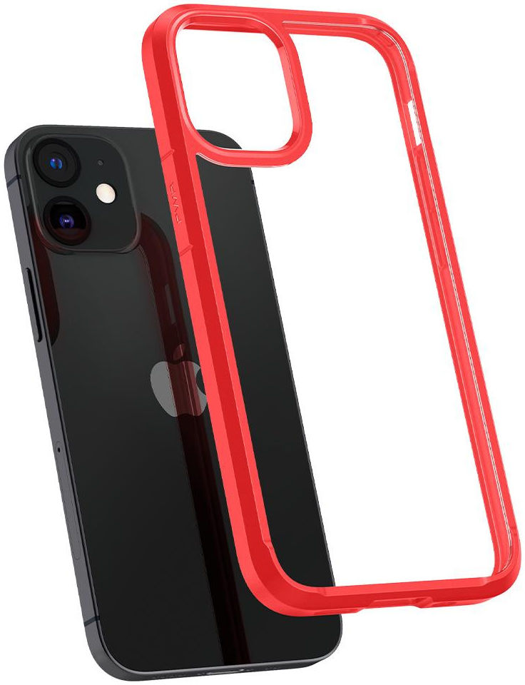 Spigen Ultra Hybrid Apple iPhone 12 Mini Hoesje Transparant/Rood afbeelding 2