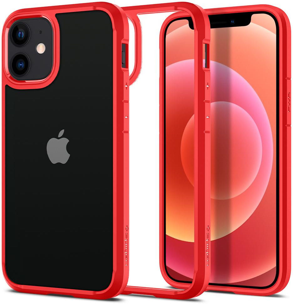 Spigen Ultra Hybrid Apple iPhone 12 Mini Hoesje Transparant/Rood afbeelding 8