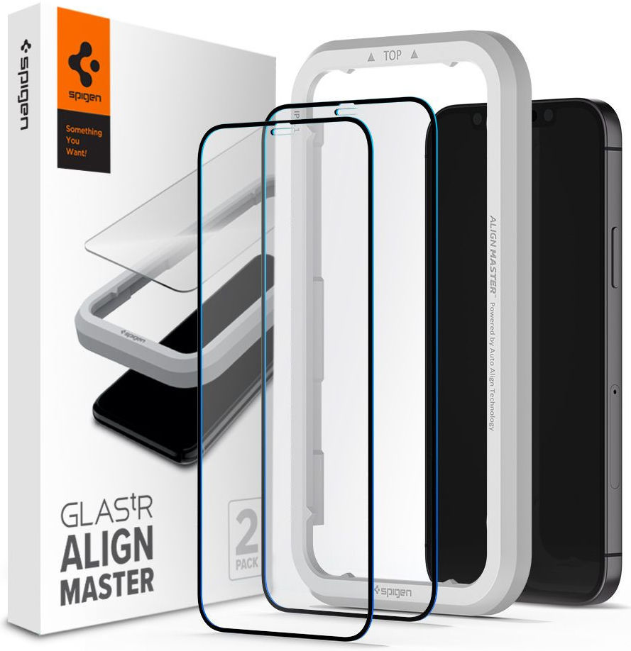 Spigen Tempered Glass Full Cover iPhone 12 Mini Zwart 2-Pack afbeelding 1