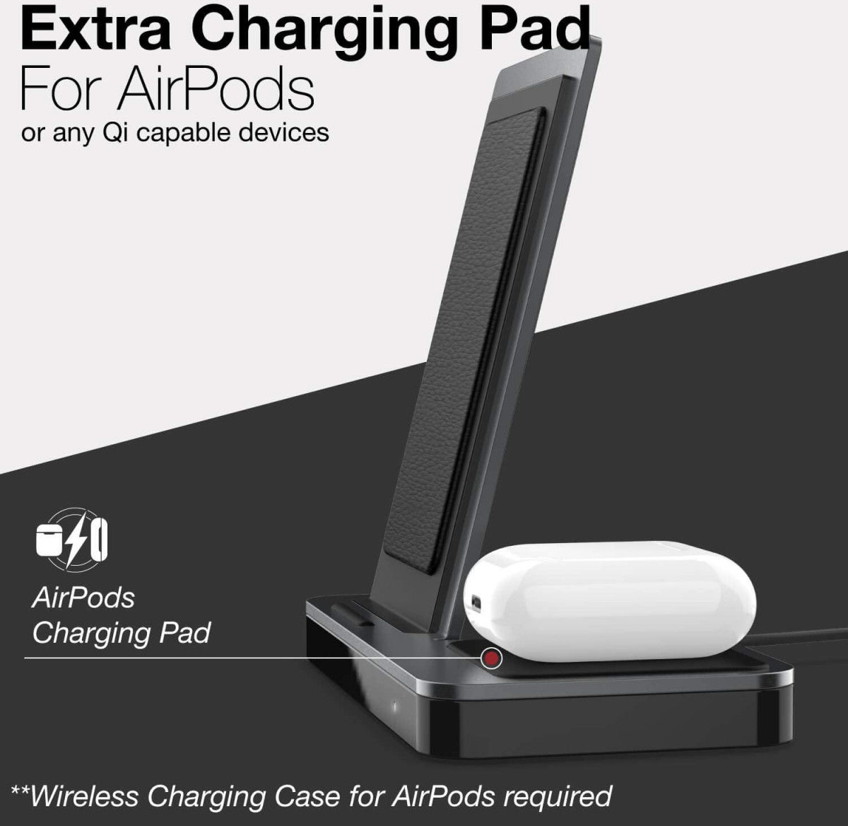 Raptic Vertical Duo 10W Draadloze Oplader voor Smartphone/AirPods afbeelding 2