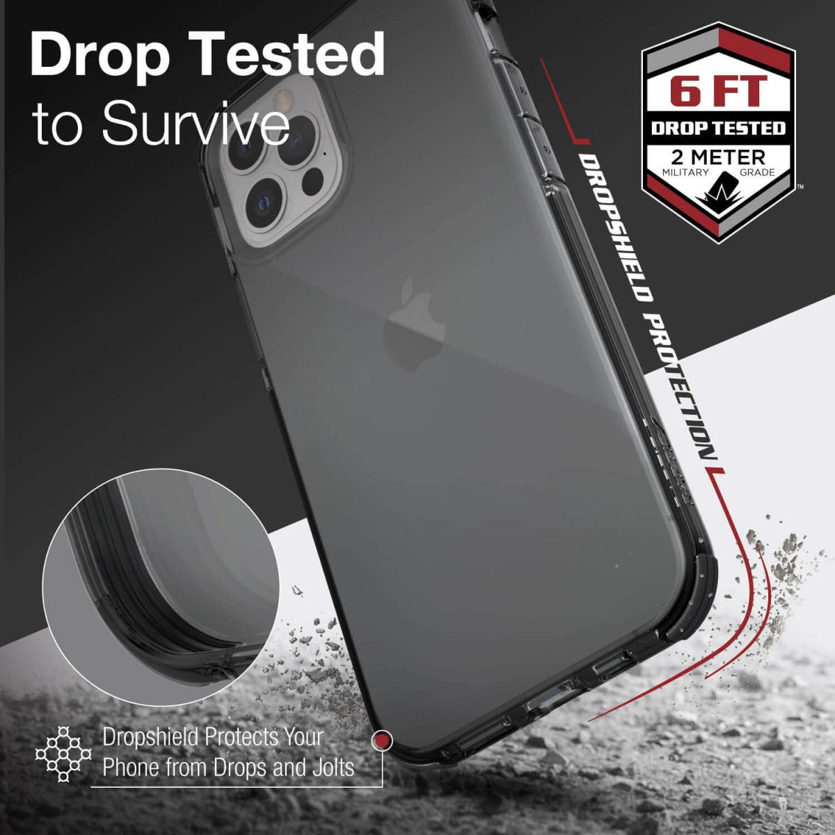 Raptic Clear Apple iPhone 12 / 12 Pro Hoesje Transparant Zwart afbeelding 4