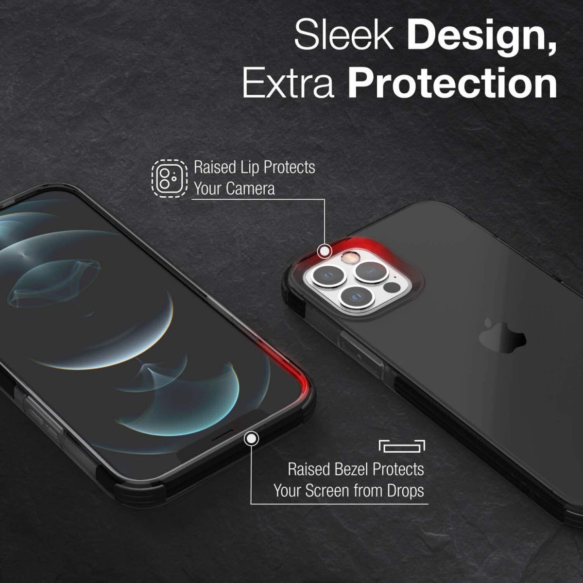 Raptic Clear Apple iPhone 12 / 12 Pro Hoesje Transparant Zwart afbeelding 6