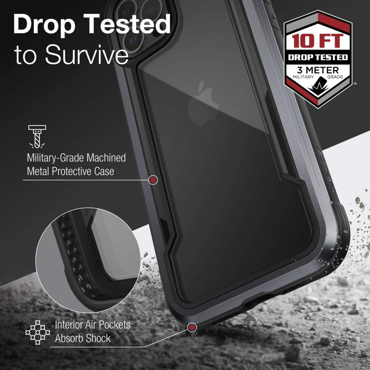 Raptic Shield iPhone 12 / 12 Pro Hoesje Militair Getest 3M Zwart afbeelding 5