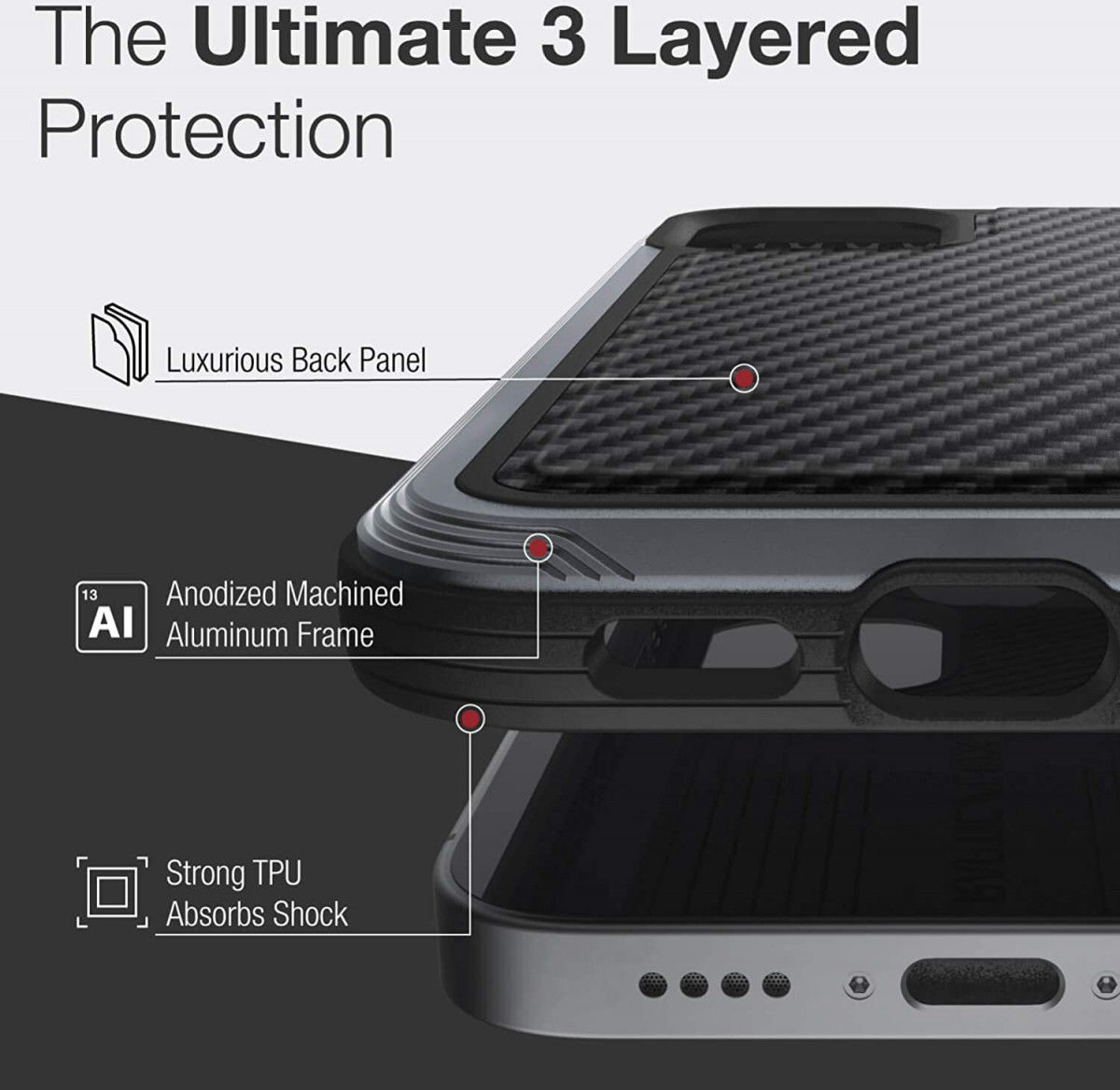 Raptic Lux Apple iPhone 12 Pro Max Hoesje Back Cover Carbon Zwart afbeelding 8