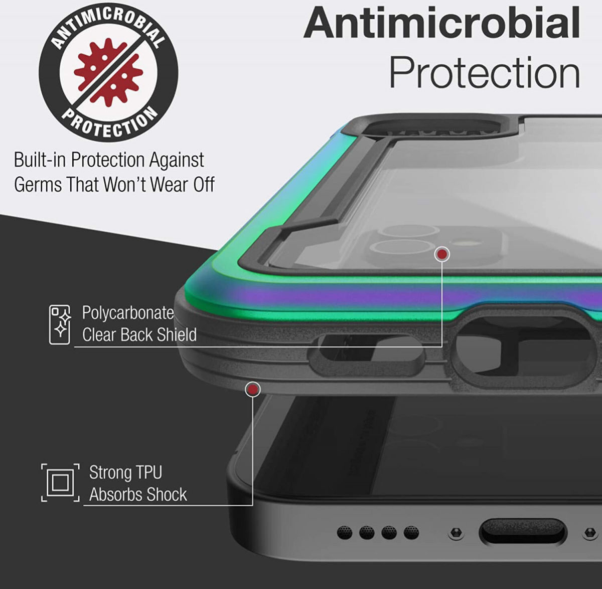 Raptic Shield Apple iPhone 12 Mini Hoesje Militair Getest Iridescent afbeelding 6