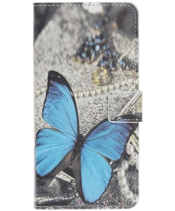 Samsung Galaxy A20e Portemonnee Hoesje met Blauwe Vlinder Print Hoesjes