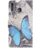 Samsung Galaxy A20e Portemonnee Hoesje met Blauwe Vlinder Print