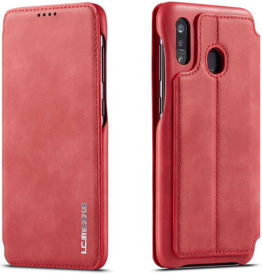 LC.IMEEKE Samsung Galaxy A20e Portemonnee Hoesje Kunstleer Rood afbeelding 1