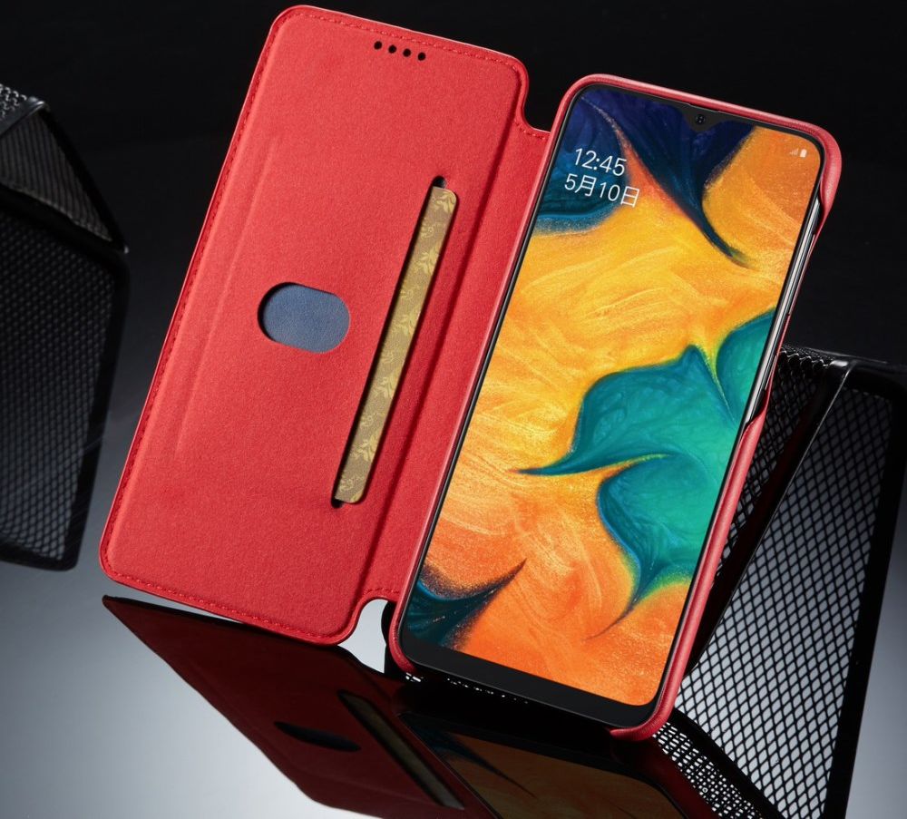 LC.IMEEKE Samsung Galaxy A20e Portemonnee Hoesje Kunstleer Rood afbeelding 2