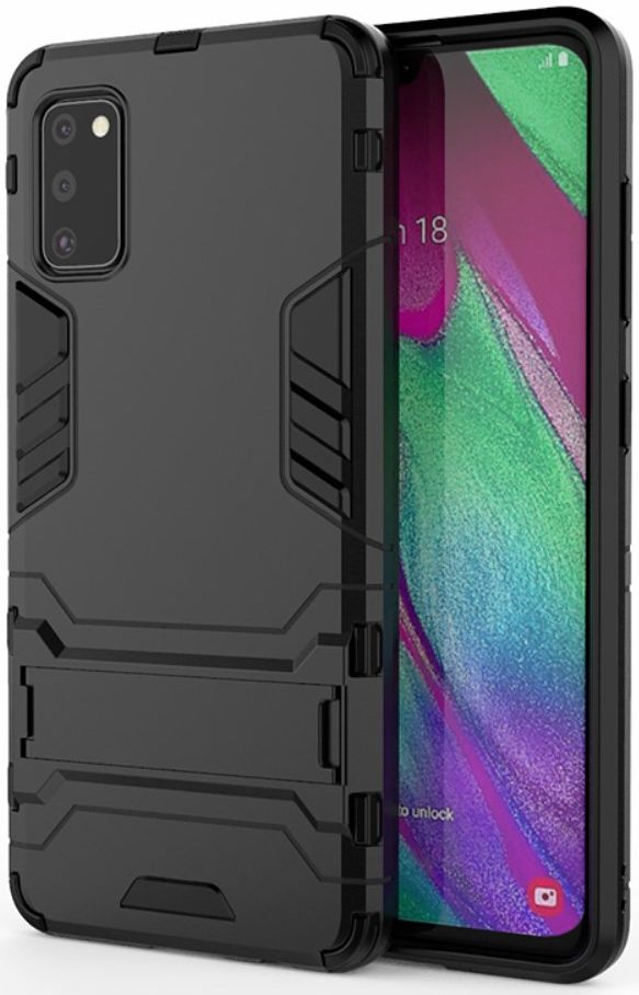 Samsung Galaxy A41 Hybride Hoesje Zwart met Kickstand afbeelding 1
