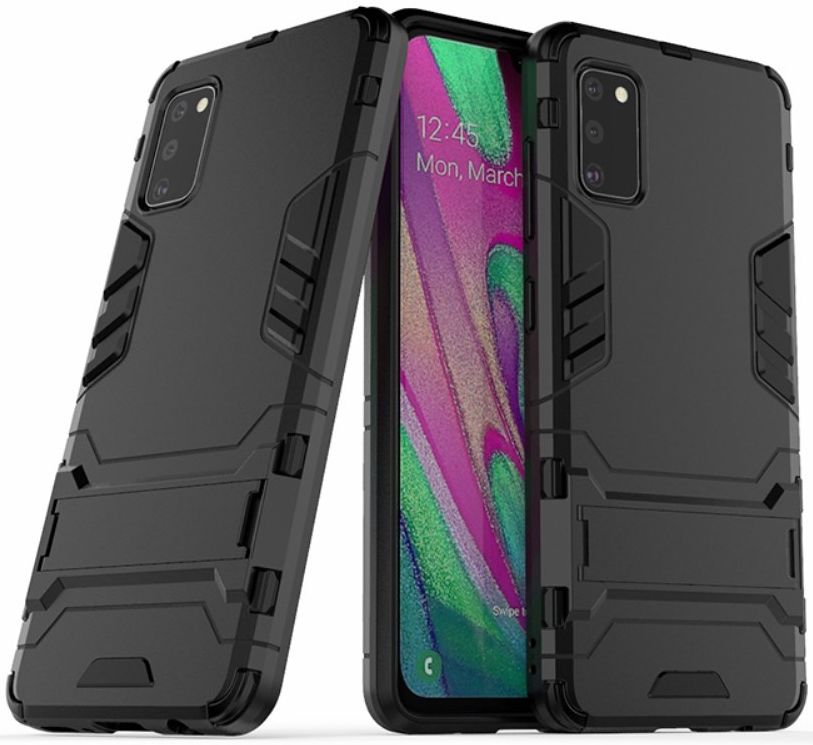 Samsung Galaxy A41 Hybride Hoesje Zwart met Kickstand afbeelding 4