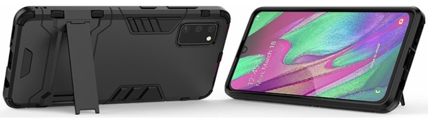 Samsung Galaxy A41 Hybride Hoesje Zwart met Kickstand afbeelding 3