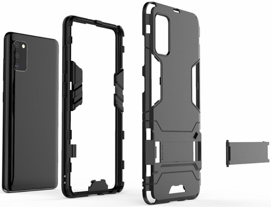 Samsung Galaxy A41 Hybride Hoesje Zwart met Kickstand afbeelding 5