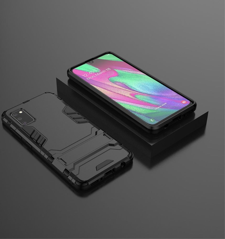 Samsung Galaxy A41 Hybride Hoesje Zwart met Kickstand afbeelding 8