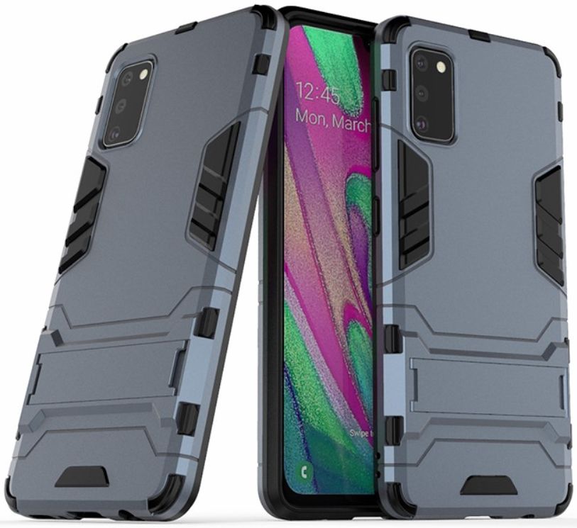 Samsung Galaxy A41 Hybride Hoesje Blauw met Kickstand afbeelding 4