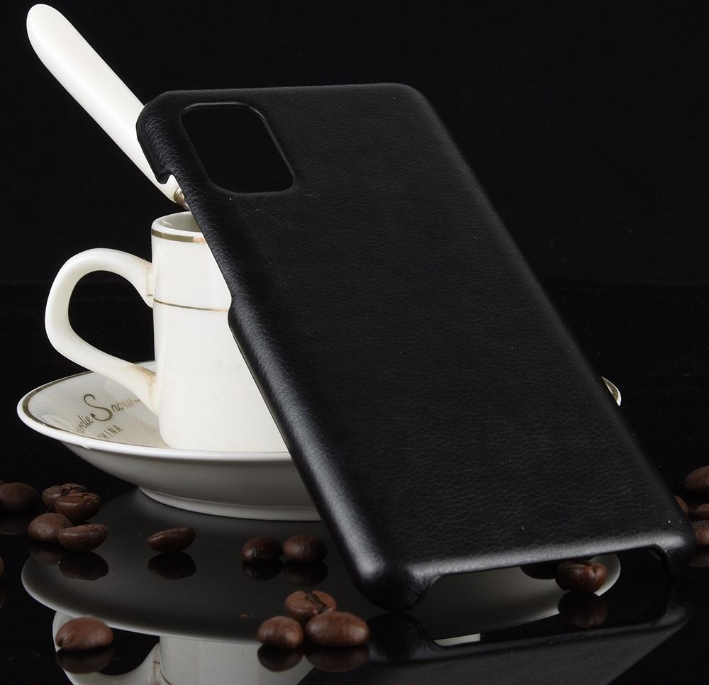 Samsung Galaxy A41 Hoesje Litchi Skin Backcover Zwart afbeelding 3