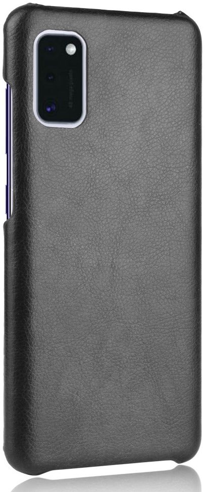 Samsung Galaxy A41 Hoesje Litchi Skin Backcover Zwart afbeelding 4