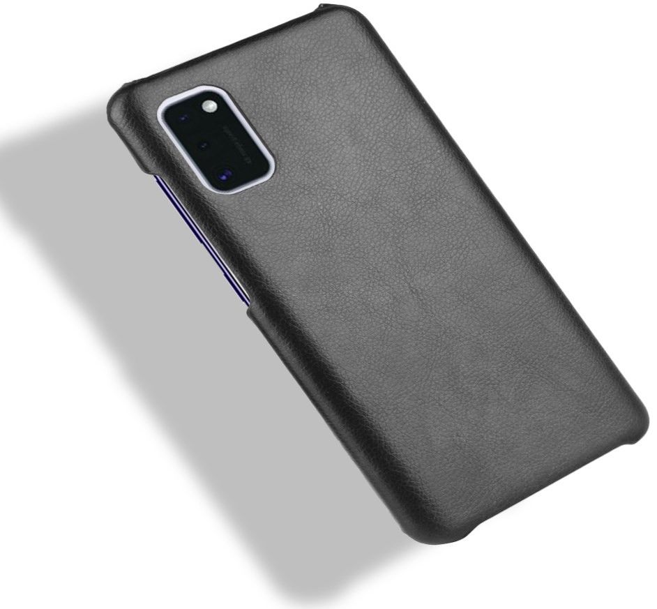 Samsung Galaxy A41 Hoesje Litchi Skin Backcover Zwart afbeelding 5