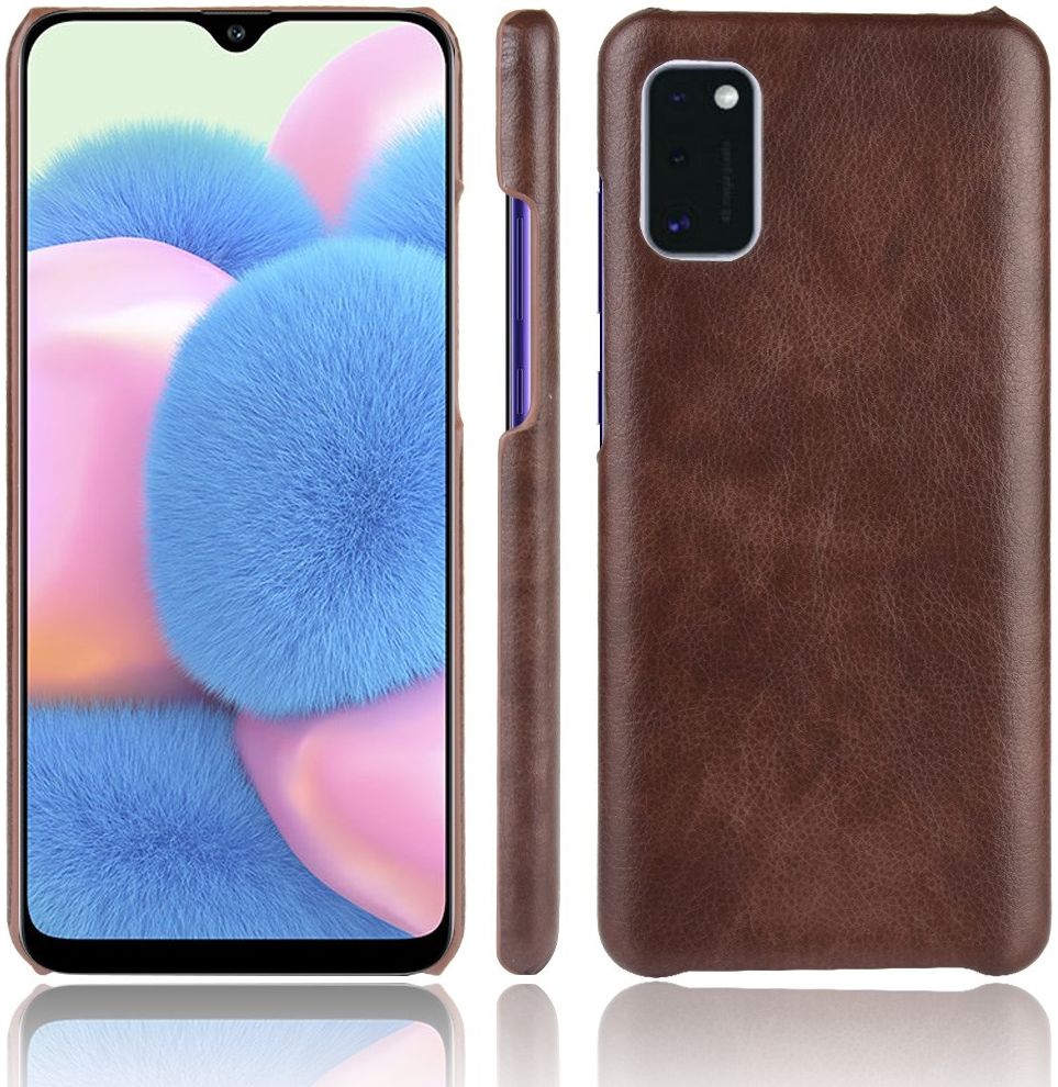 Samsung Galaxy A41 Hoesje Litchi Skin Backcover Bruin afbeelding 1