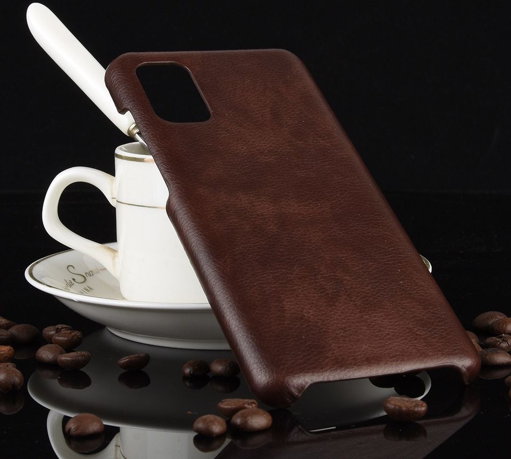 Samsung Galaxy A41 Hoesje Litchi Skin Backcover Bruin afbeelding 3