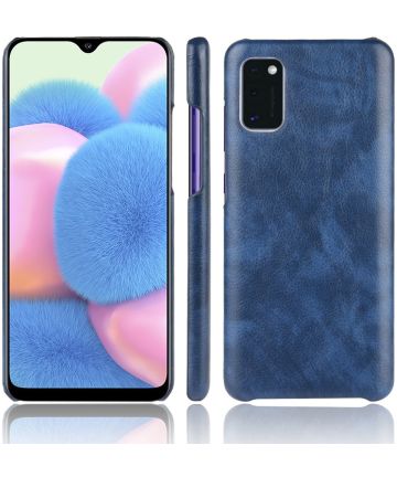 Samsung Galaxy A41 Hoesje Litchi Skin Backcover Blauw Hoesjes