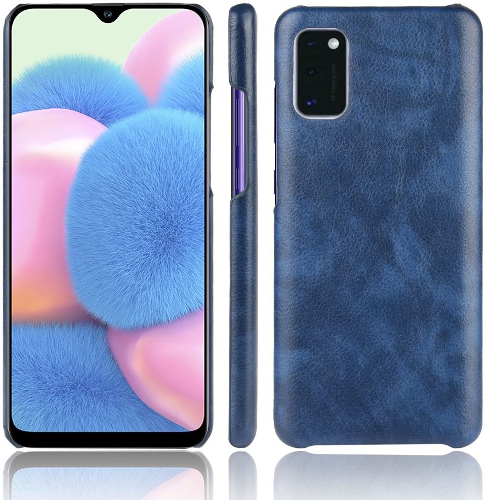 Samsung Galaxy A41 Hoesje Litchi Skin Backcover Blauw afbeelding 1