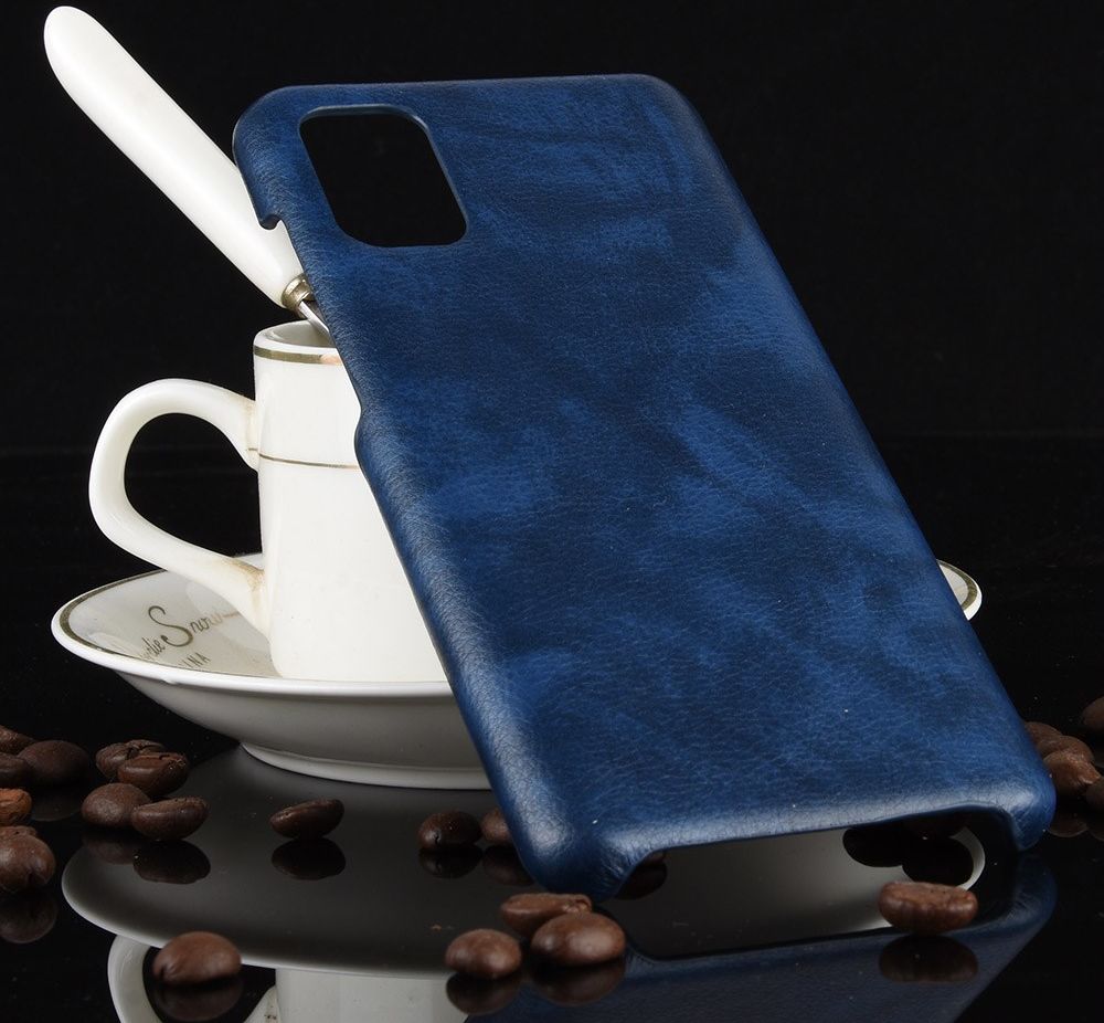 Samsung Galaxy A41 Hoesje Litchi Skin Backcover Blauw afbeelding 3
