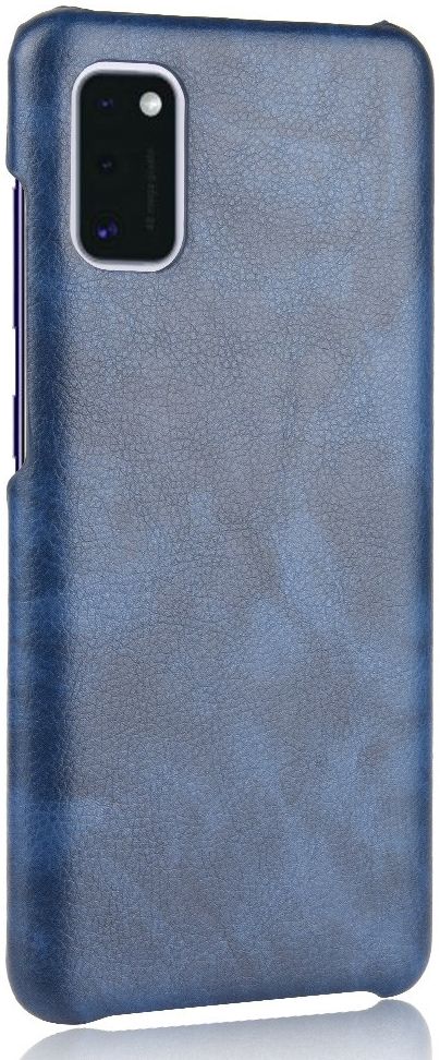 Samsung Galaxy A41 Hoesje Litchi Skin Backcover Blauw afbeelding 4