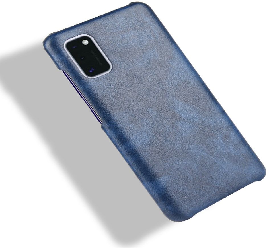 Samsung Galaxy A41 Hoesje Litchi Skin Backcover Blauw afbeelding 5