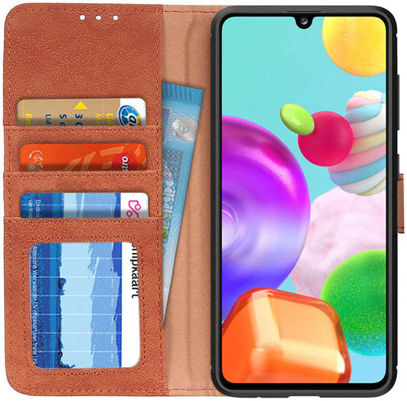 Samsung Galaxy A41 Hoesje Portemonnee Vintage Bruin Kunstleder afbeelding 1
