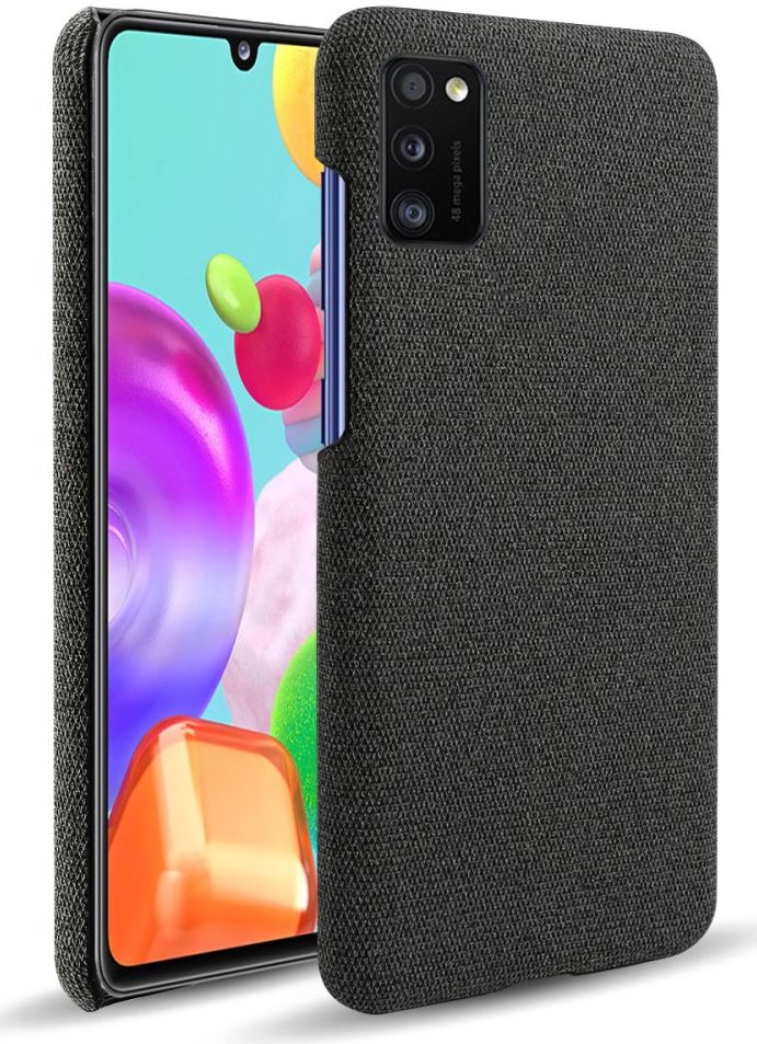 Samsung Galaxy A41 Stoffen Back Cover Hoesje Zwart afbeelding 1