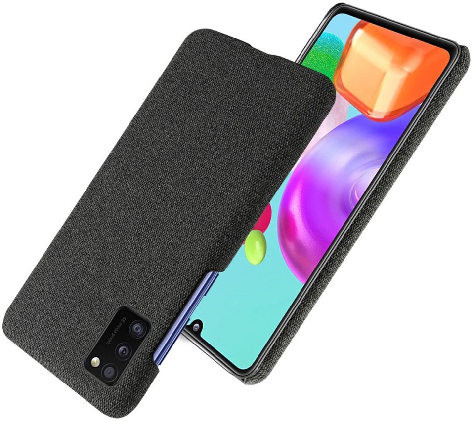 Samsung Galaxy A41 Stoffen Back Cover Hoesje Zwart afbeelding 2