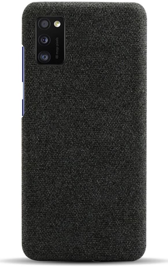 Samsung Galaxy A41 Stoffen Back Cover Hoesje Zwart afbeelding 3