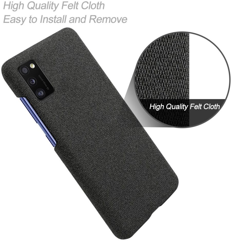 Samsung Galaxy A41 Stoffen Back Cover Hoesje Zwart afbeelding 4