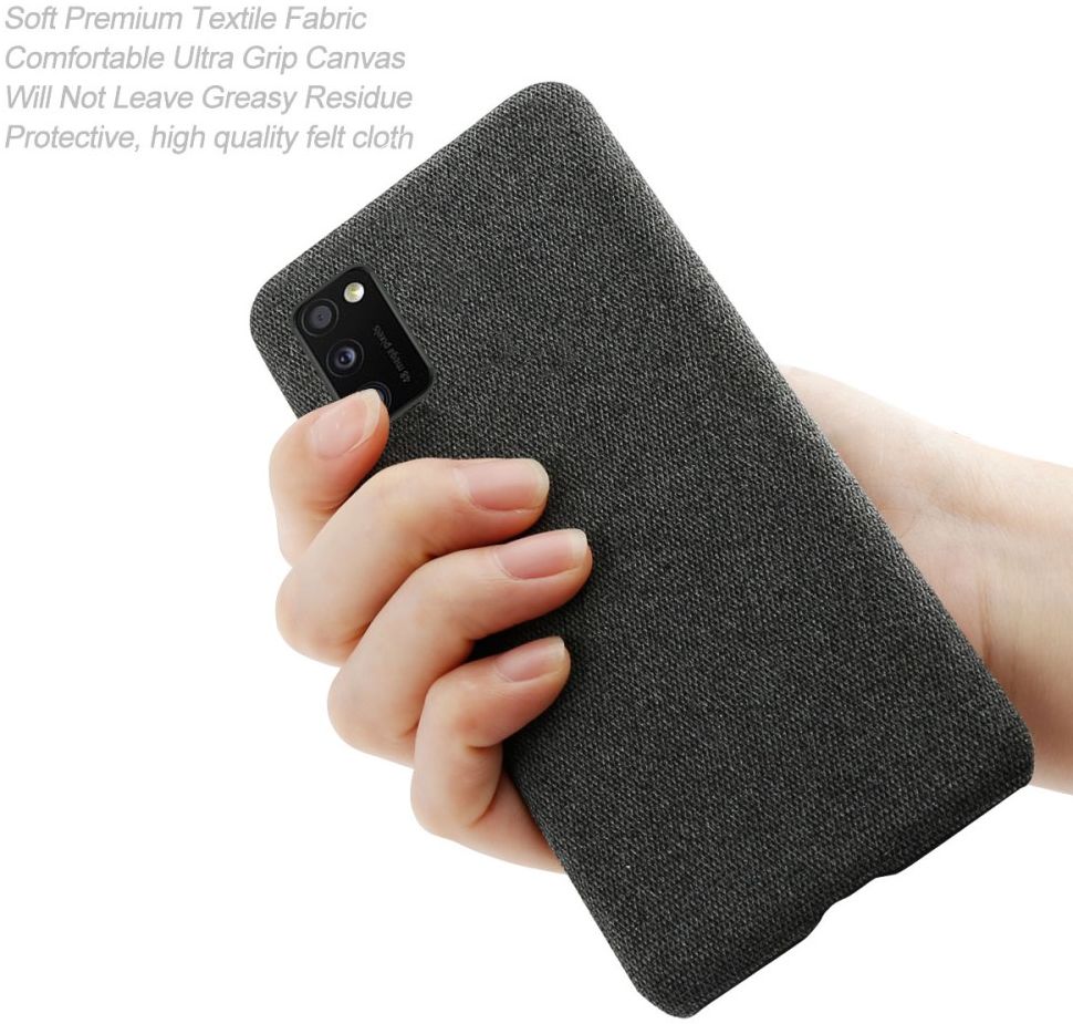 Samsung Galaxy A41 Stoffen Back Cover Hoesje Zwart afbeelding 6