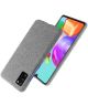 Samsung Galaxy A41 Stoffen Back Cover Hoesje Grijs