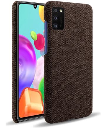 Samsung Galaxy A41 Stoffen Back Cover Hoesje Bruin Hoesjes