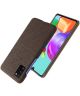 Samsung Galaxy A41 Stoffen Back Cover Hoesje Bruin