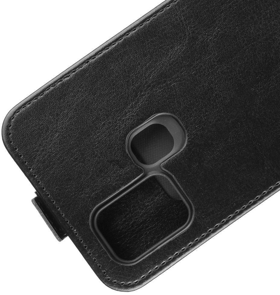 Samsung Galaxy A21s Hoesje Verticale Flipcase Crazy Horse Zwart afbeelding 3