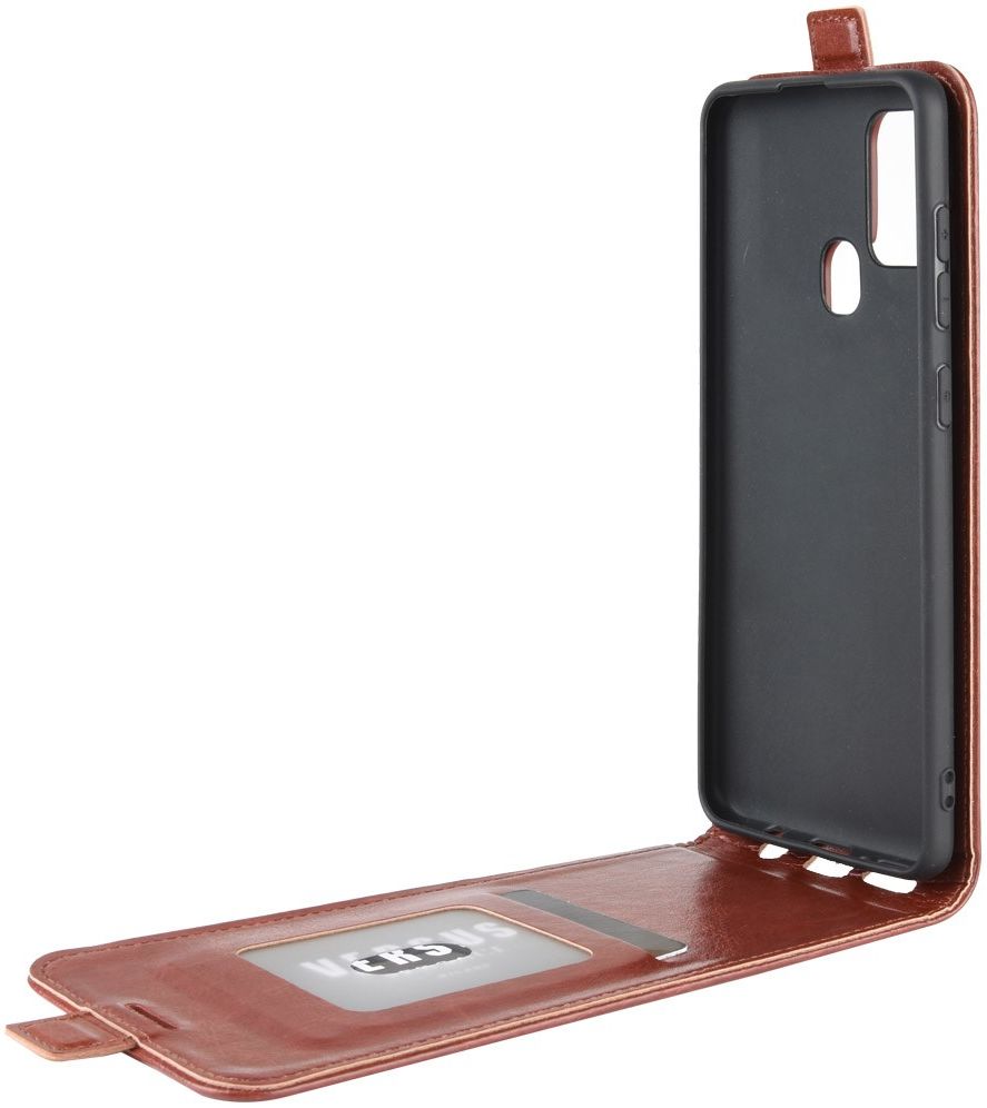 Samsung Galaxy A21s Hoesje Verticale Flipcase Crazy Horse Bruin afbeelding 3