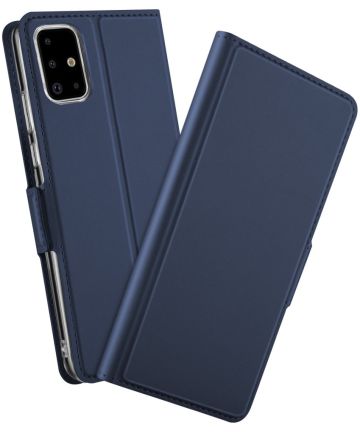 Samsung Galaxy A71 Portemonnee Bookcase Hoesje Kunstleer Blauw Hoesjes